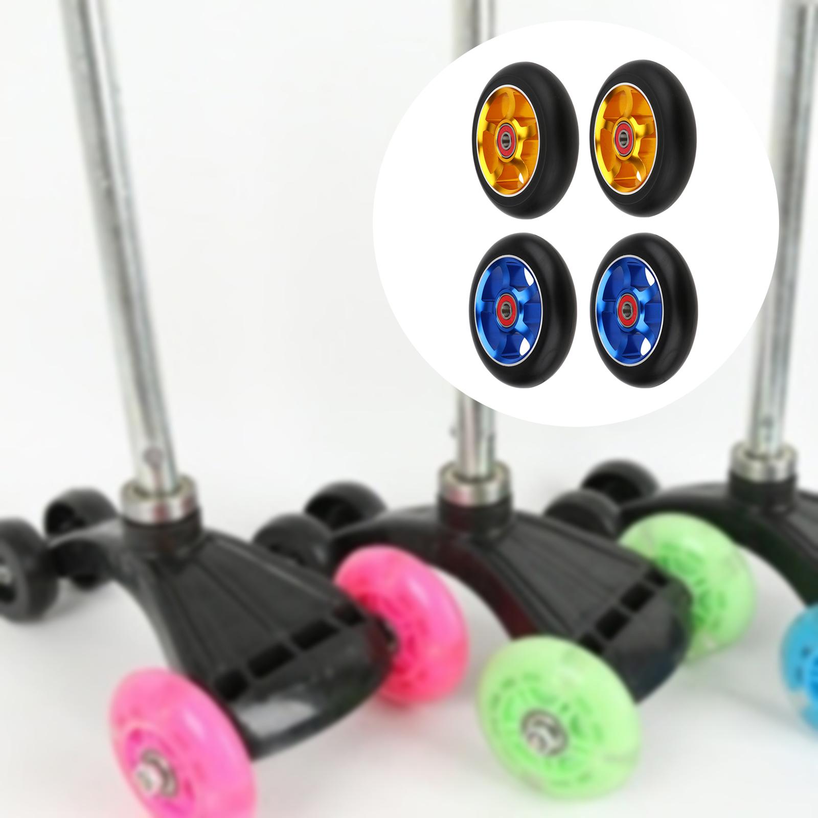 2 set di ruote di ricambio da 100mm con cuscinetti e boccole dorate e blu