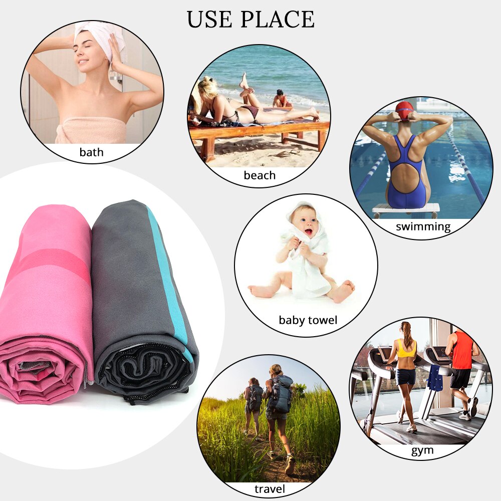 Zipsoft mikrofiber strandhåndklæde rejsestof hurtigttørrende udendørs sports yogamåtte svømning camping badetæppe motionscenter mærke