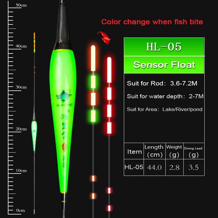 Hljfish flotteur de pêche flotteur électrique capteur de gravité Smart IC intégré appâts de poisson antenne changement de couleur LED flotteur lumineux: HL05 Float (3.5g)