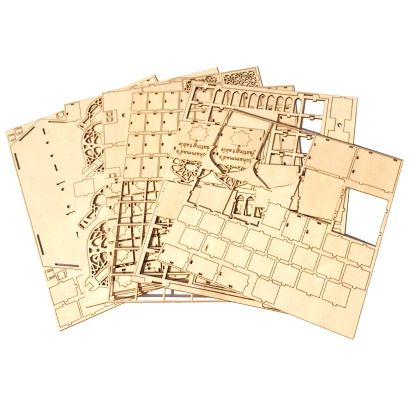 Wooden Eid Mubarak Ramadan Advent Calendar LED Light DIY Muslim Islamic 30 Grids Countdown Drawer Decor