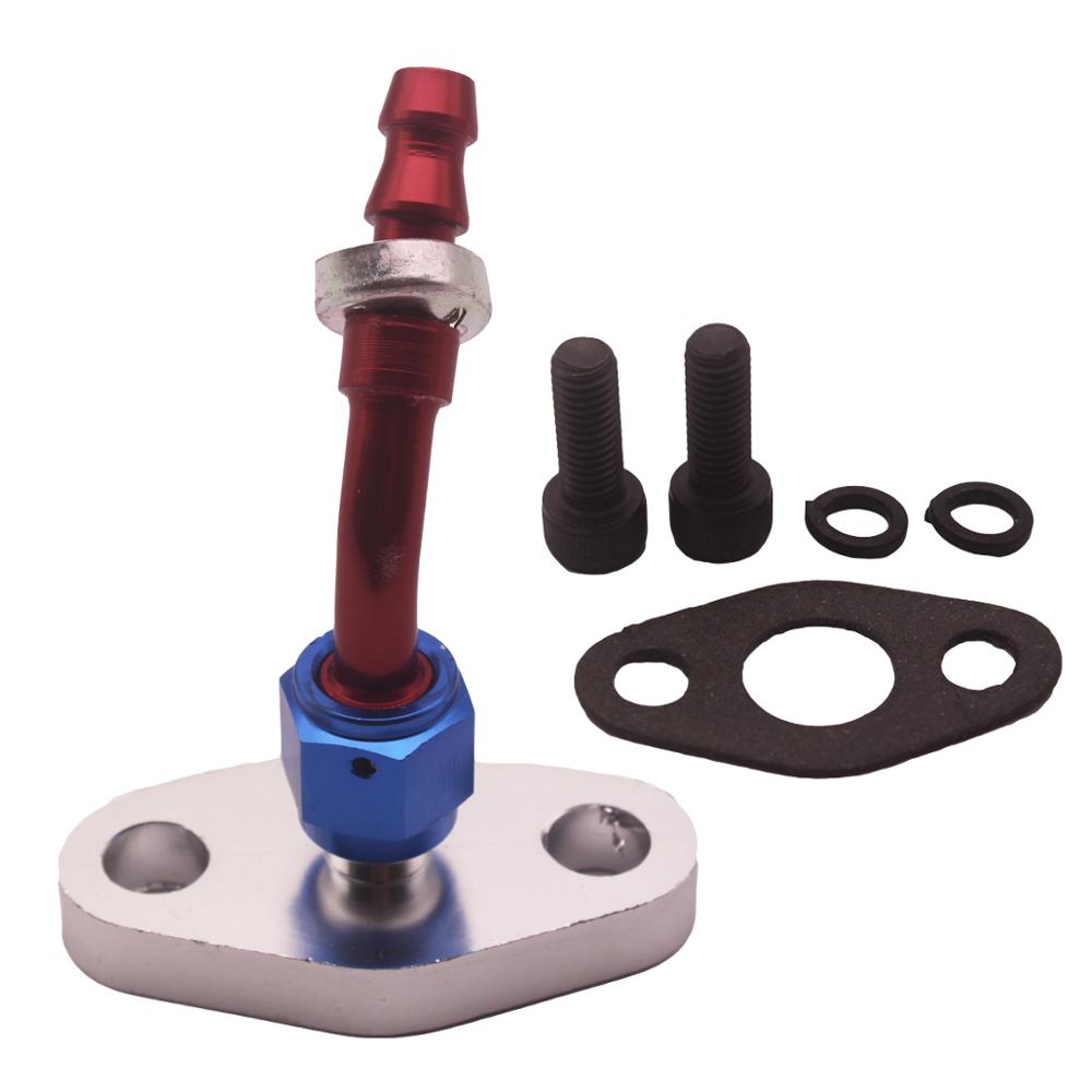 Billet Turbo Oil feed Flange 45 Degree 1/4" barb Rotating 360 Degree fit AN4 pus