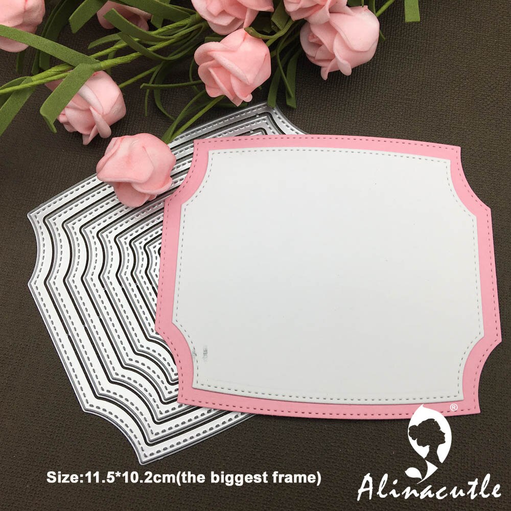 Stansad metallskärning form alinacraft 9pc häckande ram bakgrund scrapbook papper hantverk album kort stanskniv konst cutter die