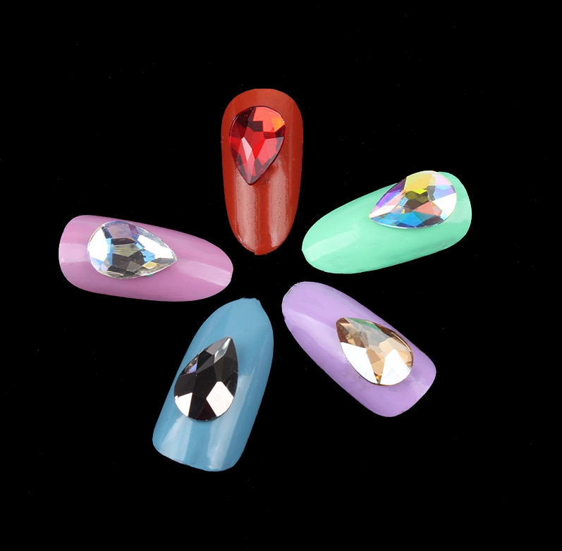 20Pcs Glas Crystal Rhinestones 3D Big Water Stenen Nail Art Decoratie Strass Polijsten Charm Accessoires Sieraden: Mix color / 9x14mm 20Pcs