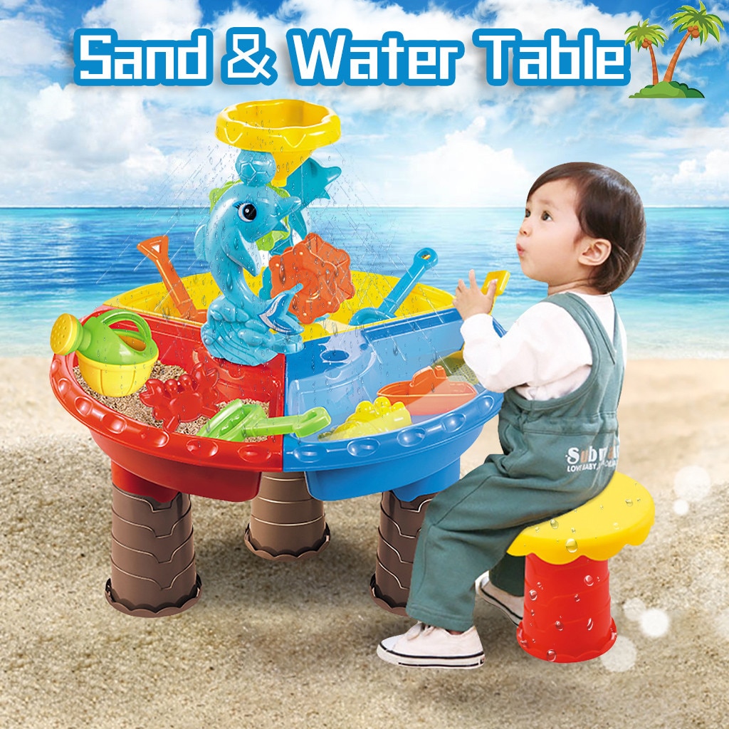 Baby Summer Sand And Water Table Box Baby Kids Children Outdoor Garden Beach Waterwheel Toys Family Game Toys