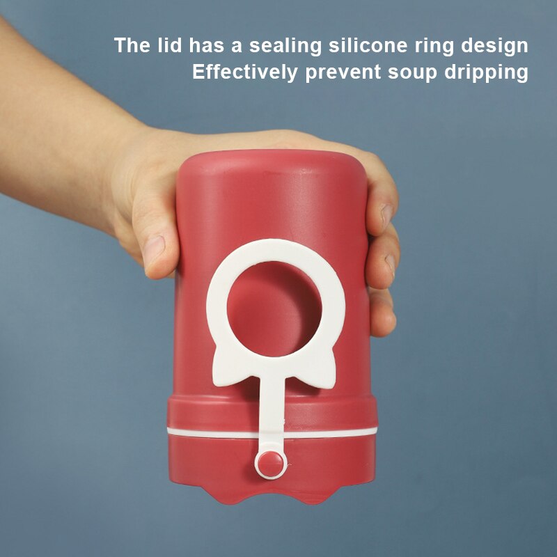 Double Layer Oatmeal Cup With Lid and Spoon Portable Plastic Soup Cup ALI88