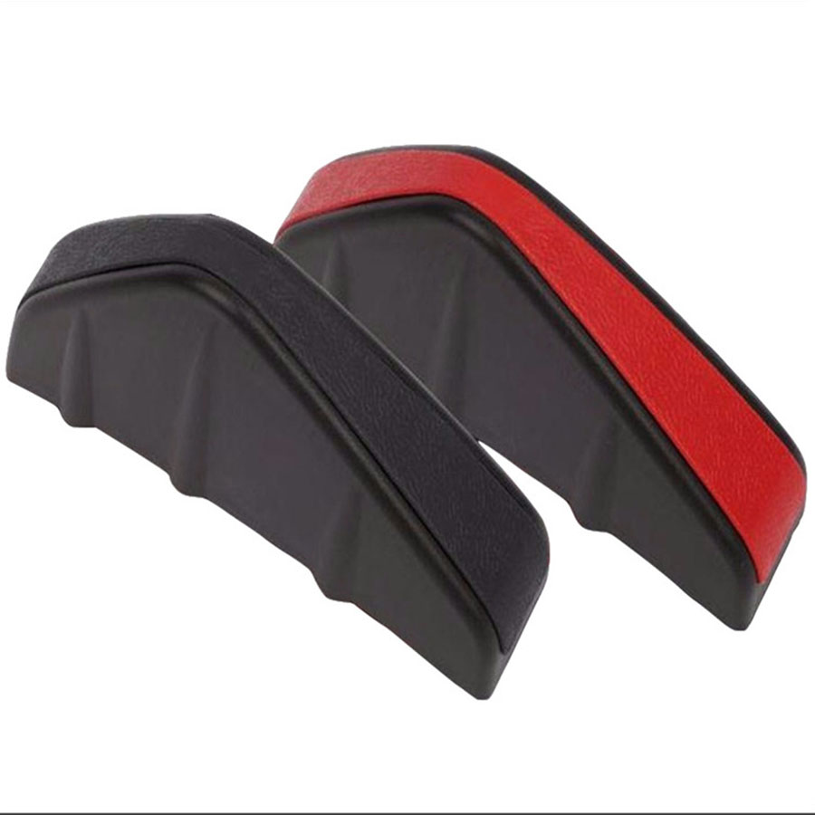 4pcs Car Rear Bumper Diffuser Shark Fin Spoiler Lip Wing Splitter Protector Universal Black and Red