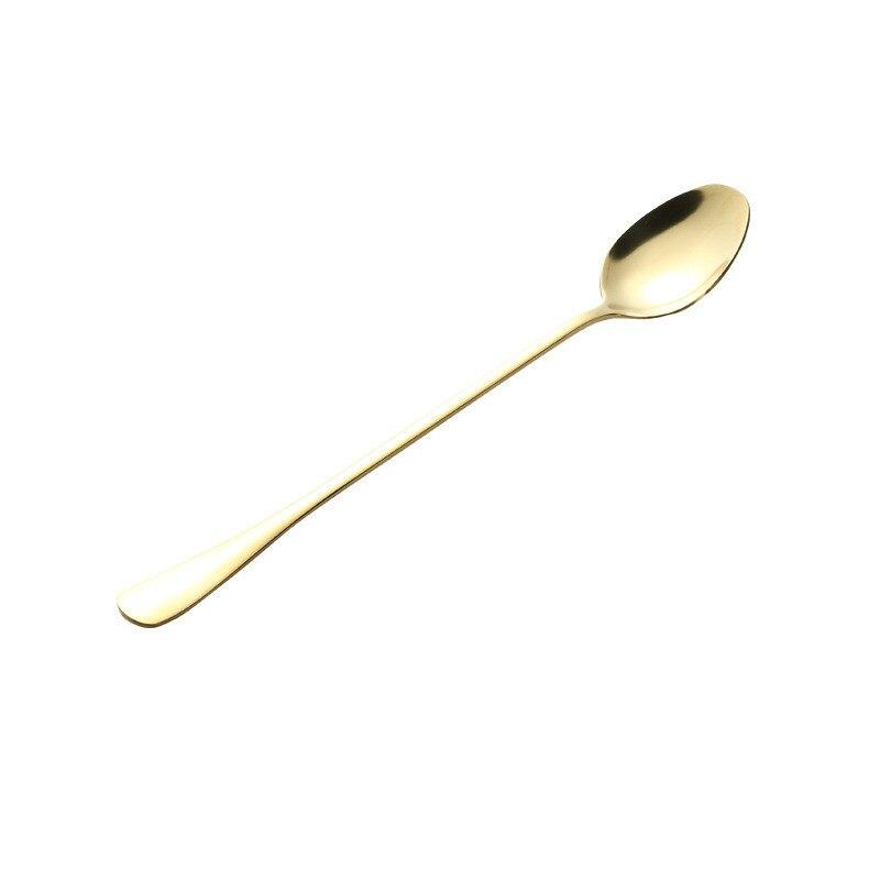1pcs Stainless Steel Coffee Spoon Long Handle Tea Spoons Dessert Spoon Ice Cream Spoon Kitchen Drinking Flatware: gold