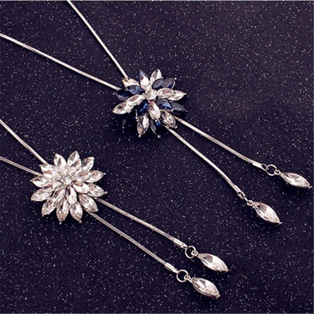 Kette Halskette für Frauen Silber Kette Smalll Blume Halskette Anhänger auf neck Bohemian Pullover Halskette Frauen Schmuck