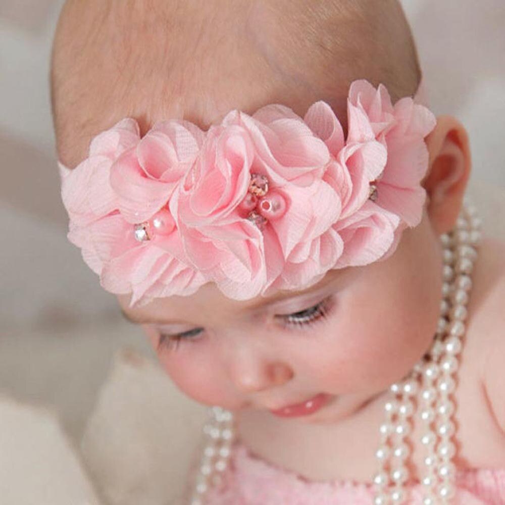 Newborn Toddler Baby Girl Elanewborn photography props hairband tiaras infantistic Headband Chiffon Flower Headband