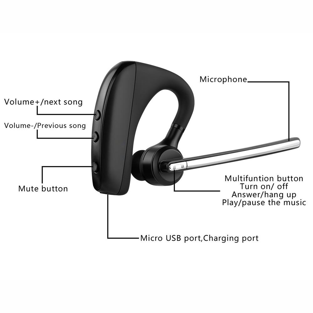 K10 Bluetooth Headset Draadloze Koptelefoon Business oordopjes Handsfree Rijden Koptelefoon met Microfoon voor iPhone samsung huawei xiaomi