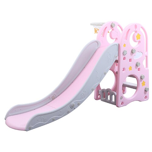 2 In 1 Children Slide And Basketball Stand Combination Baby Home Kindergarten Baby Playground Children Kids Outdoor Indoor Toys: Pink