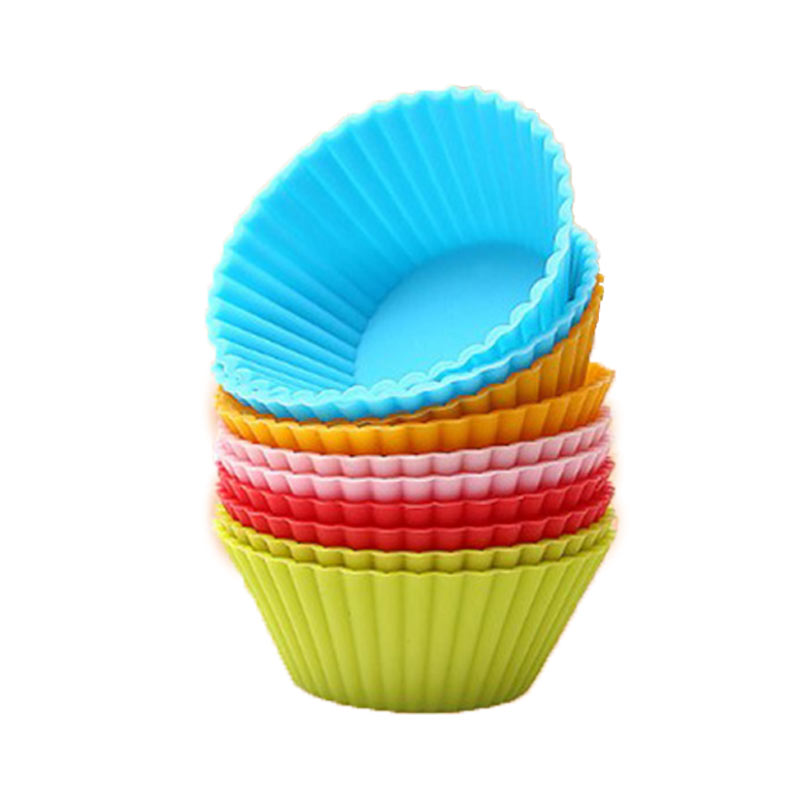 12 stuks siliconen cake cupcake cup cake tool bakvorm siliconen bakvorm cupcake en muffin cupcake voor doe-het-zelf in willekeurige kleur: 12 stuks willekeurige kleur-m