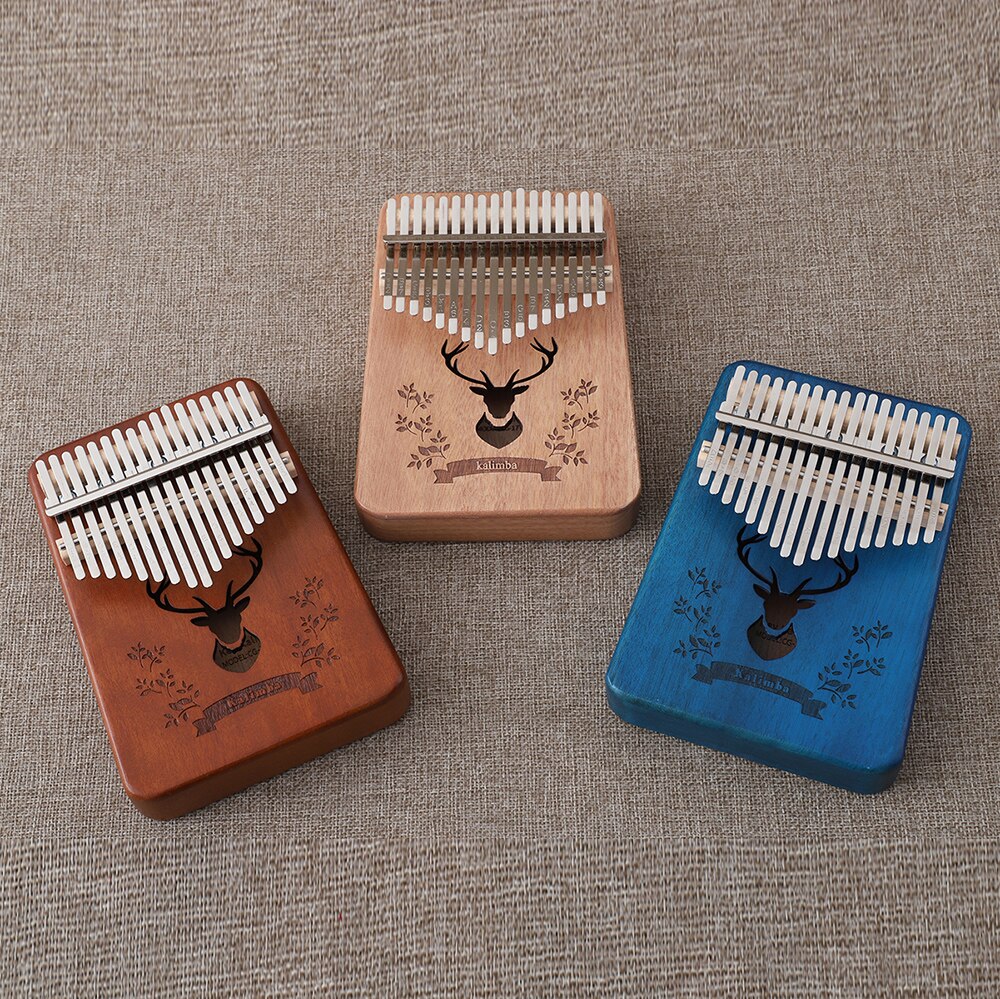 Kalimba 17 Key Finger Thumb Piano Music Box Mbira Mini Calimba Musical Instrument Mahogany Wooden Africa 30 key Machine 21 Keys: 03 remark color