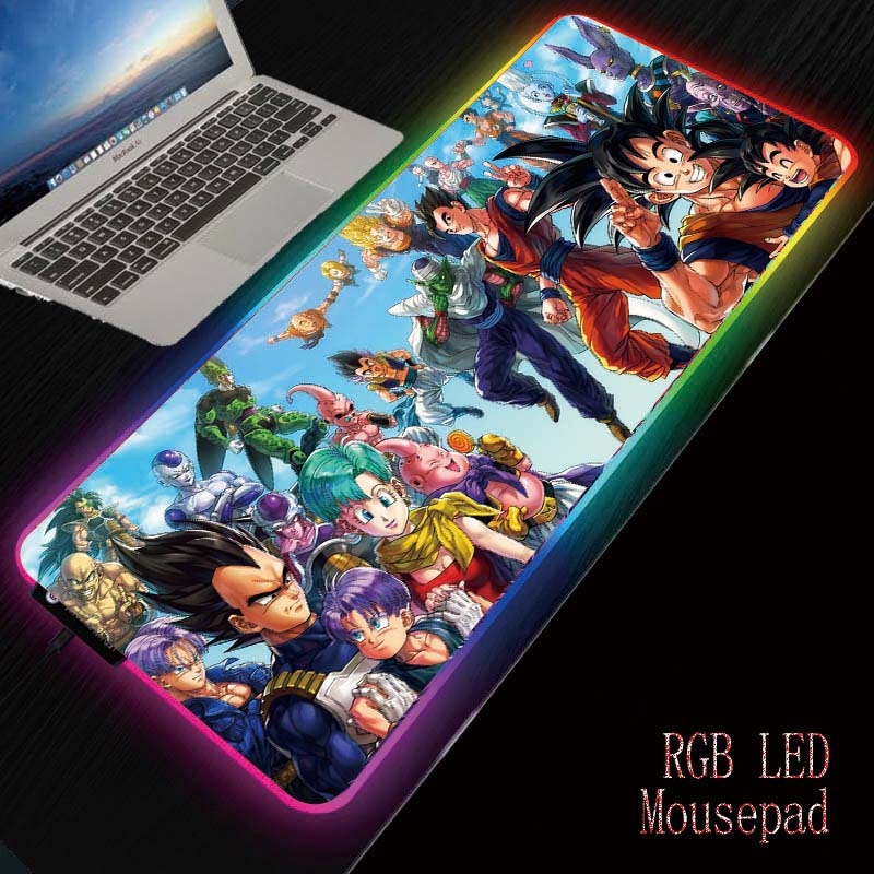 Mairuige Dragon Ball Z RGB Gaming Mouse Pad Large Computer Mouse Pad Gamer Anime Mousepad Backlight Mause Pad Keyboard Desk Mat