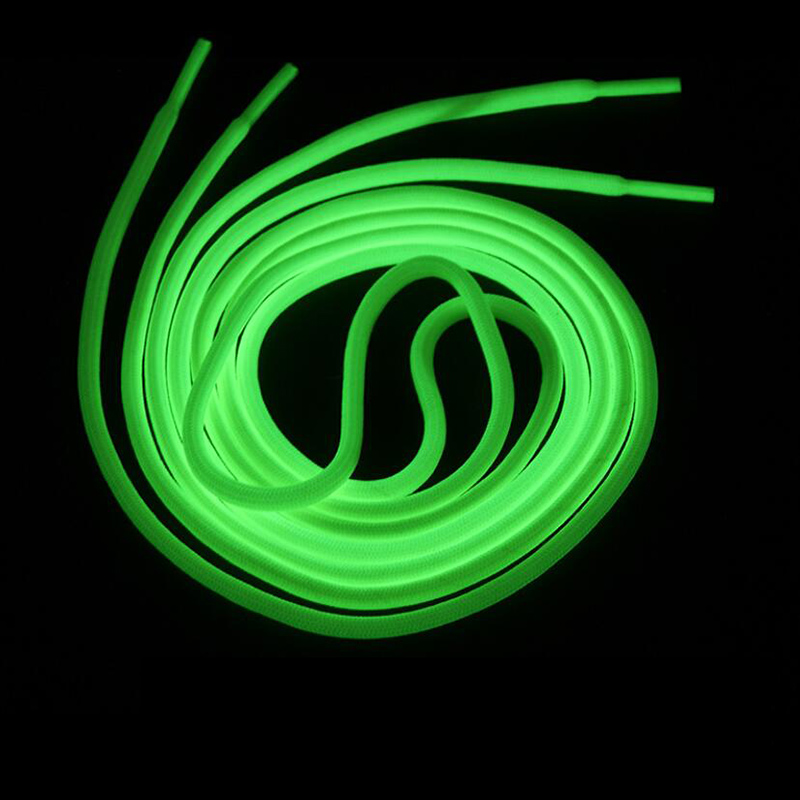 Lacets de sécurité fluorescents unisexe, 1 paire, 120/140cm, ronds et phosphorescents, pour chaussures de Sport, basket-ball en toile