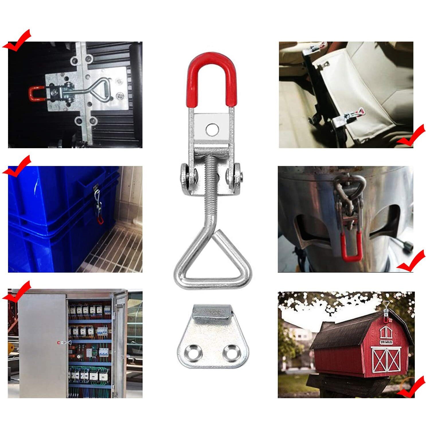 4Pack 550Lbs Adjustable Toggle Clamp GH-4002 Style Toggle Latch Hasp Clamp for Door Quick Release Pull Latch