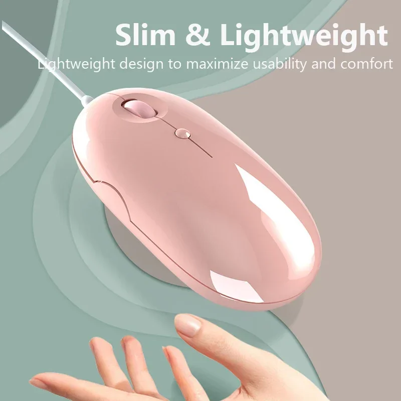 Ergonomiczna mysz do gier Przewodowa mysz komputerowa USB Myszy optyczne Magic Silent Mause For PC Gamer Laptop Pink Girl Gift Office