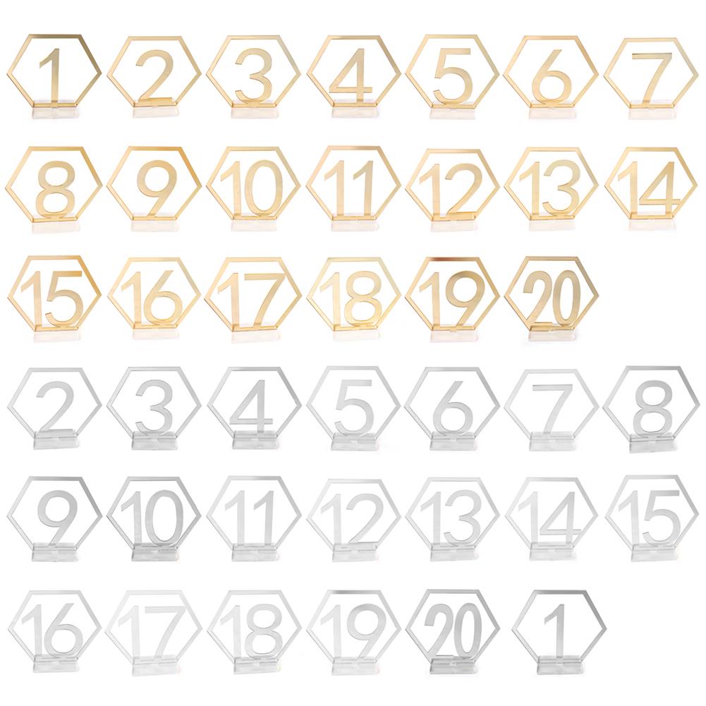 Hollow Out Zeshoekige Spiegel Romeinse Cijfer Nummer Versieren Een Set Van Zeshoekige Cijfer Symbolen Voor Bruiloft Verjaardag