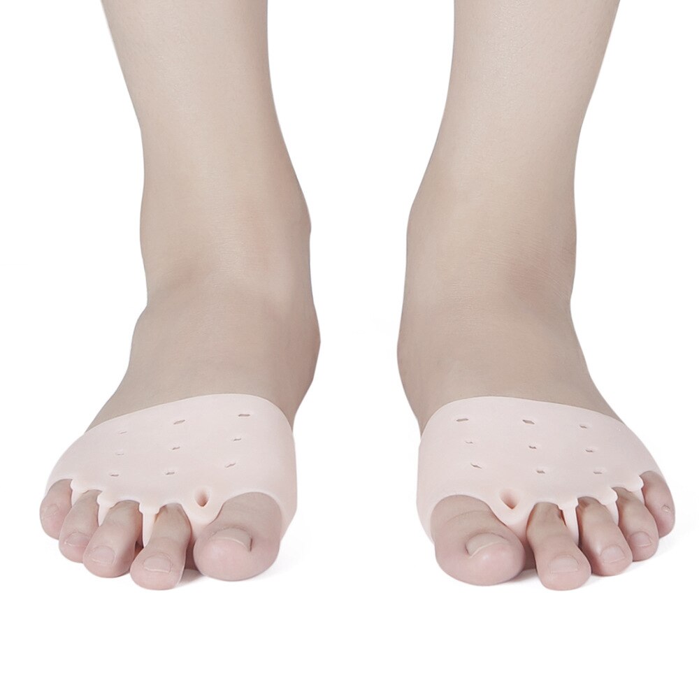 1 par silikon behagelige tåbøyler 5- hull hallux valgus rettetang kjeveortopedisk fot tåpleie
