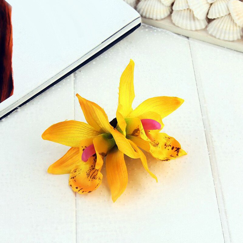 Pinzas para el pelo con flores de orquídeas hawaianas, pasador Multicolor para novia, flor Tropical para playa, boda, , horquilla, accesorio: 01
