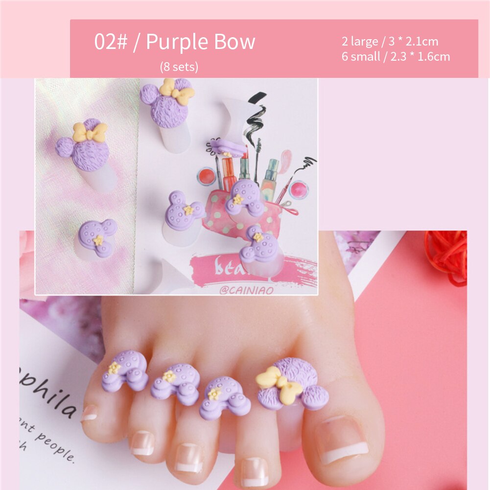 Separador de dedos del pie de silicona suave, herramienta de manicura para salón de pedicura, cuidado de uñas, accesorios de soporte de flores, 8 Uds.