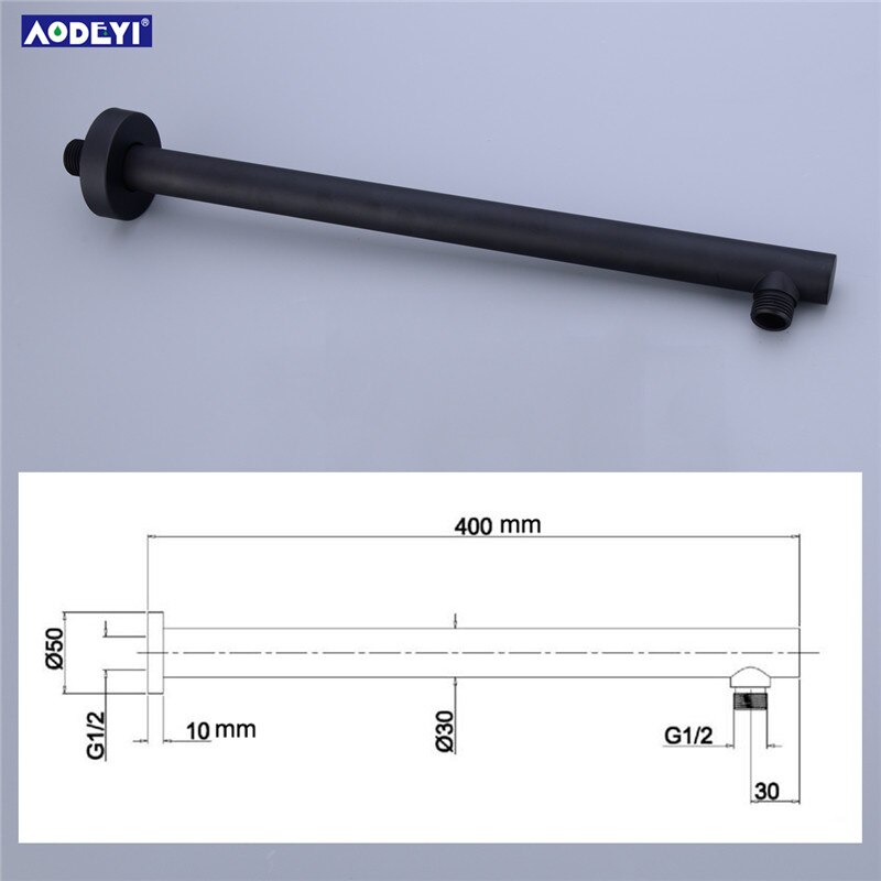 Alargador de Brazo de ducha cromado de latón, tubo fijo montado en techo de pared, componentes universales de Ducha: 04-001-12