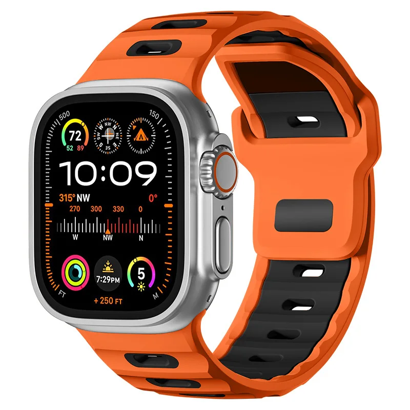 Bracelet en Silicone pour Bracelet de montre Apple 44mm 45mm 41mm 40mm 49mm 42mm 38mm, Bracelet Correa iWatch série Ultra 2 SE 10 9 8 7 6 5 4 3: GREEN BLUE / 20mm