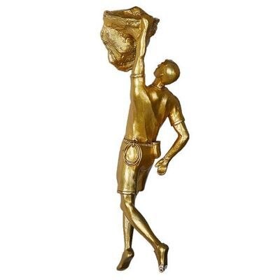 Wall Decoration Nordic Style Retro Man Climbing Wall Background Wall Decorations Hanging Statue Living Room Background: Gold D