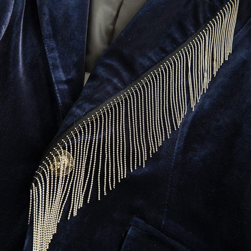 Chaqueta de traje de terciopelo negro dorado para mujer, chaqueta de de autocultivo con temperamento, abrigo con borlas de gama alta y901, primavera y otoño