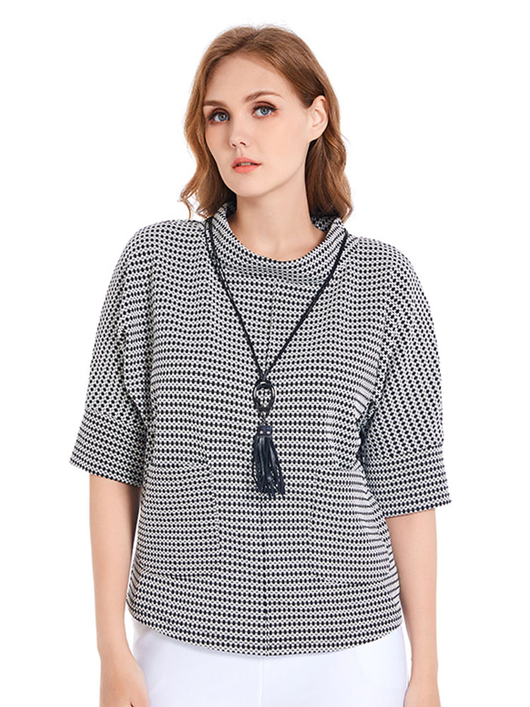 Chemise à col rond pour femme, chemise tissée, grande taille, appartient à la catégorie des vêtements Valide en: 2XL