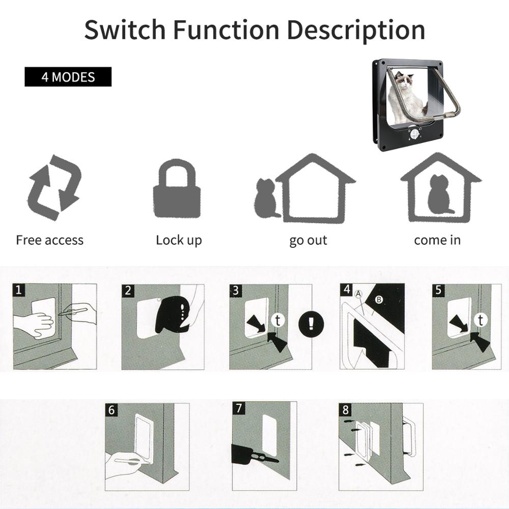 Cat Flap Door With 4 Way Security Lockable Flap Door for Kitten Dog Puppy Supplies Security Intelligent Control Pet Door