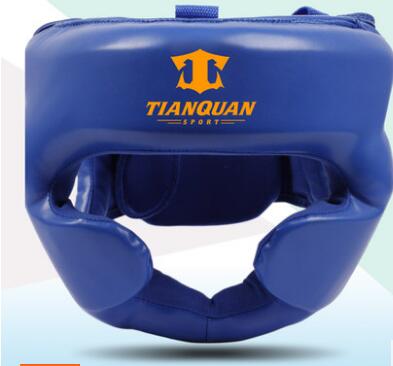 Boksehjelm lukket type boksehovedbeskyttelse sparring mma muay thai kickbøjle hovedbeskyttelse: Blå / 50to 54cm hoved