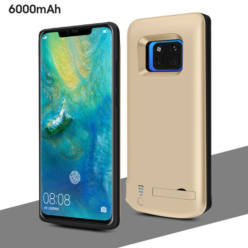 Para huawei companheiro 20 pro caso de bateria 6000 mah carregador de bateria externa caso capa de banco de potência para huawei companheiro 20 pro caso de bateria: Gold