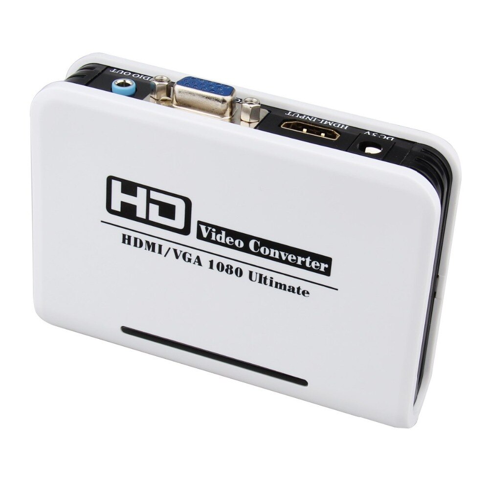 HDMI-compatible To VGA Converter Box Audio Adapter RCA 3.5mm Stereo Audio output Notebook To projector With Power FJ-HV002