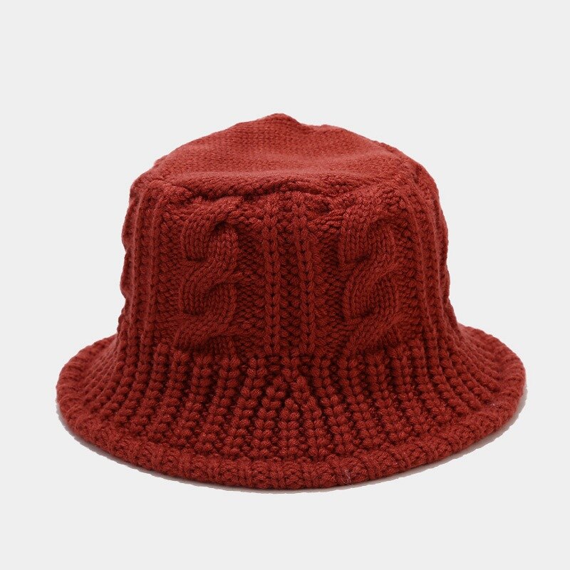 Vrouwen Herfst Winter Muts Warm Visser Hoed Panama Outdoor Hoofddeksels Bob Emmer Hoed Hand Gebreide Wol Hoeden voor Vrouwen: Red wine