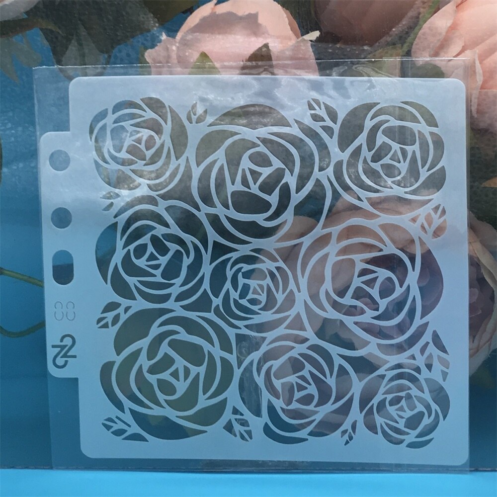 13cm Butterfly Rose Flower DIY Layering Stencils Wall Painting Scrapbook Coloring Embossing Album Decorative Card Template: K