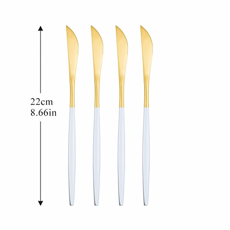 4Pcs Cutlery Dinnerware Set Stainless Steel Dinner Knife Cutlery Set Kitchen Complete Dinner Knife Tableware Set Golden Cutlery