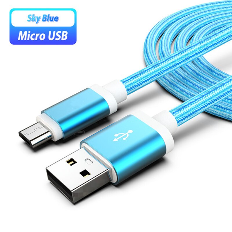 18W QC 3.0 szybkie ładowanie ue podłącz ładowarka podróżna Micro USB pleciony kabel do Samsung A10 S7 S6 krawędzi J3 J5 J7 J4 J6 + 2017 przewód danych: 1m Blue Cable