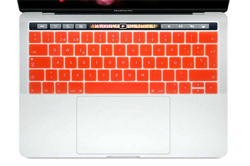 Dla MacBook Pro 13 A1706 Pro 15 A1707 2016 2017 wersja z touch bar 2017 hiszpański europejskiej osłona klawiatury klawiatura Protector: Orange
