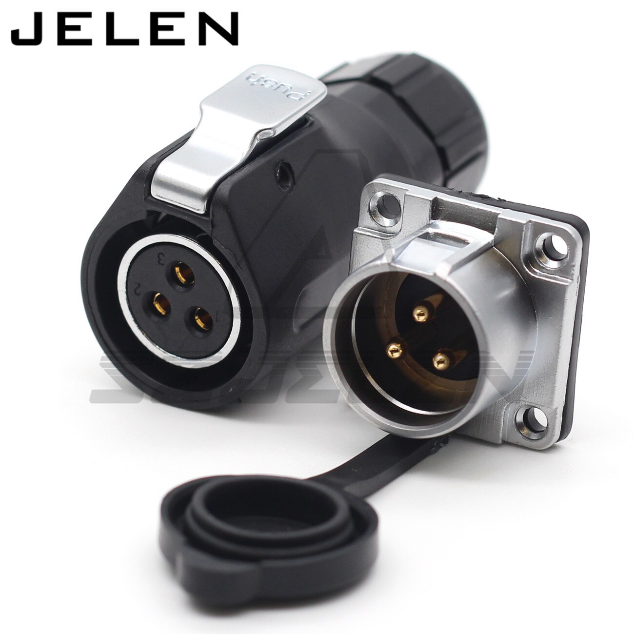 XHE20, Waterproof connector 3 pin power cable connector plug female & socket male LED panel mounting power connector IP67