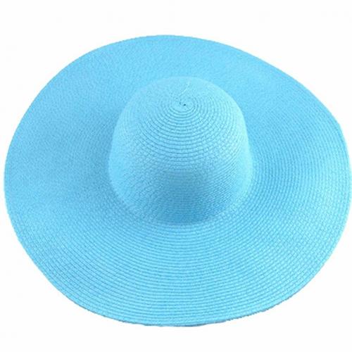 Sombrero Floppy Hawaiano de verano para mujer, gorro de paja de ala ancha de Color sólido