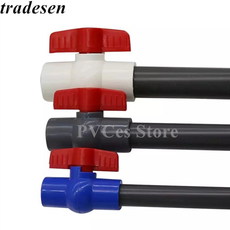 I.D20~50mm PVC Pipe Socket Ball Valve Coupler Adapter Watering Connectors Garden Irrigation Aquarium Fish Tank Joint