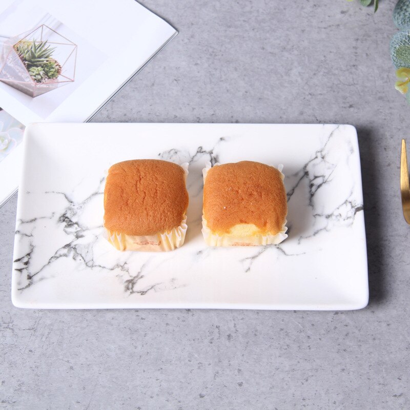 8 Inch Nordic Marble Patterns Plates And Dishes Coffee Salad Cake Fruit Dessert Soup Dish Flat Plate Tableware Dishes