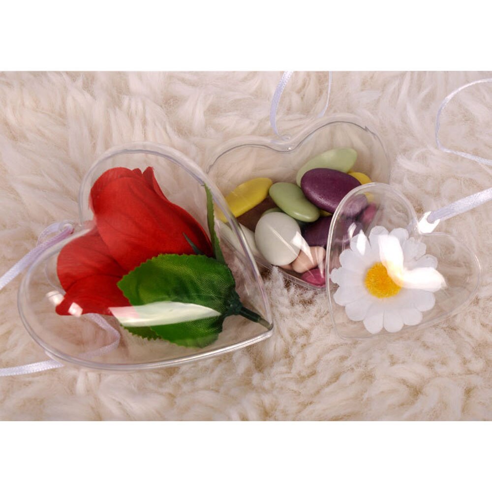 Clear Fillable Heart Baubles Plastic Wedding Favours Christmas Decoration Love