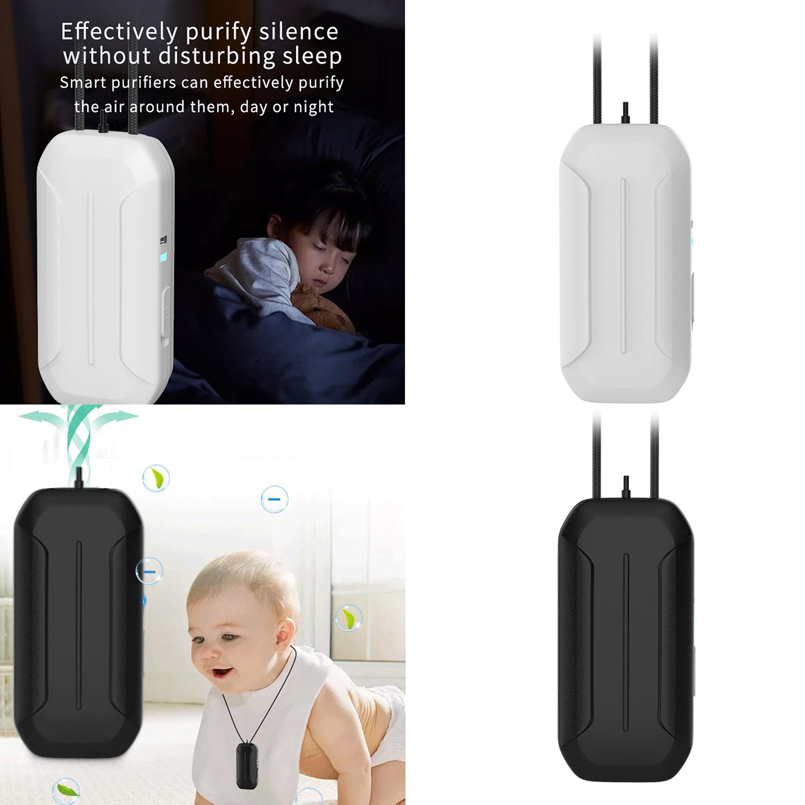 USB Wearable Air Purifier Personal Mini Air Necklace Ion Air Freshener 20db