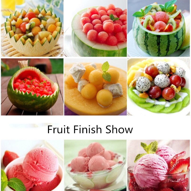 Boule de Melon cuillère à fruits Sorbet de crème glacée, outil de cuisine à Double extrémité en acier inoxydable, accessoires de cuisine, Gadgets