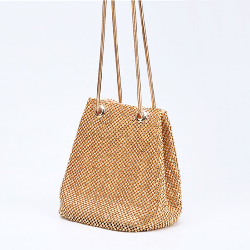 DICIHAYA-Bolso de hombro pequeño para mujer, bolsa de mano para de boda, de noche, de lujo, tipo cubo, con diamantes: Oro