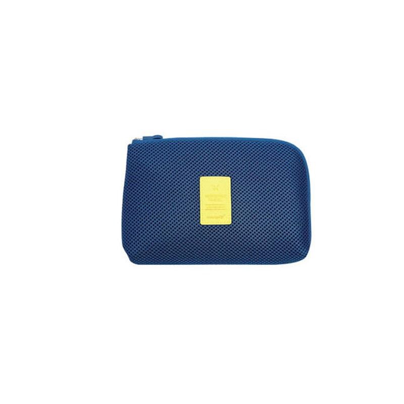 Cargador USB Digital de viaje a prueba de golpes, funda para auriculares, organizador de maquillaje, cosméticos, accesorios, bolsa de viaje, organizadores de embalaje: Azul oscuro / L