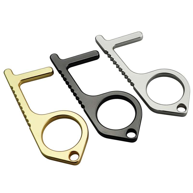 2pcs Keychain No touch door opener Key Press Handle Safe Zero-touch Ring Gadgets For Intelligent mobile phone iPad