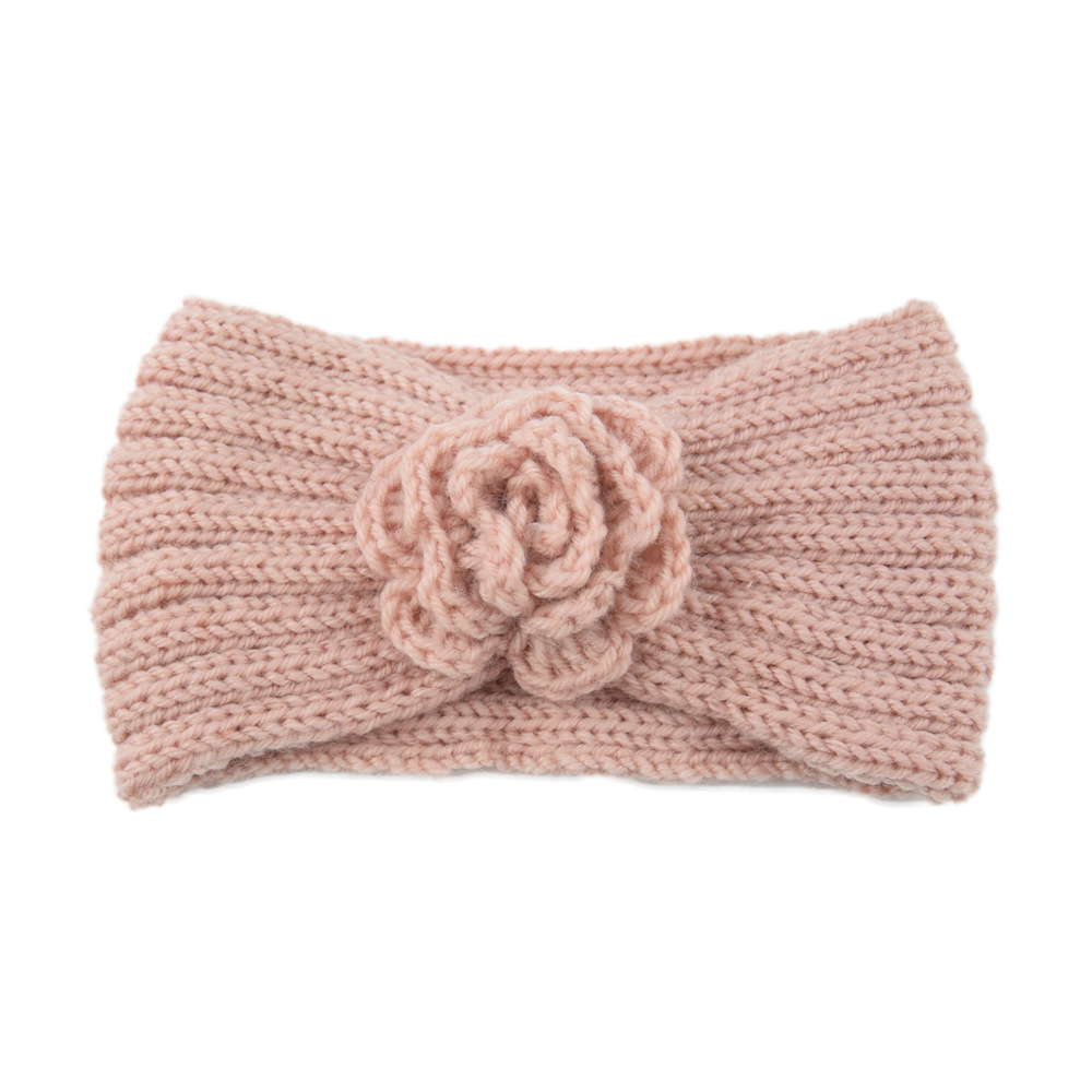 Vrouwen Rose Bloem Gebreide Hoofdbanden Vrouwen Herfst Winter Gehaakte Hoofd Wrap brede Wollen Haarband Tulband Bandana Haaraccessoires: PEACOCK BLUE